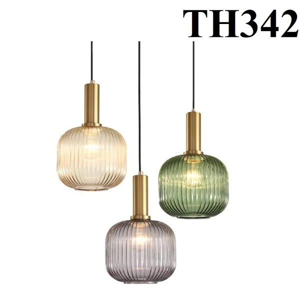 Đèn thả thủy tinh khói kiểu C TH342, E27 x 1, KT(mm): 200